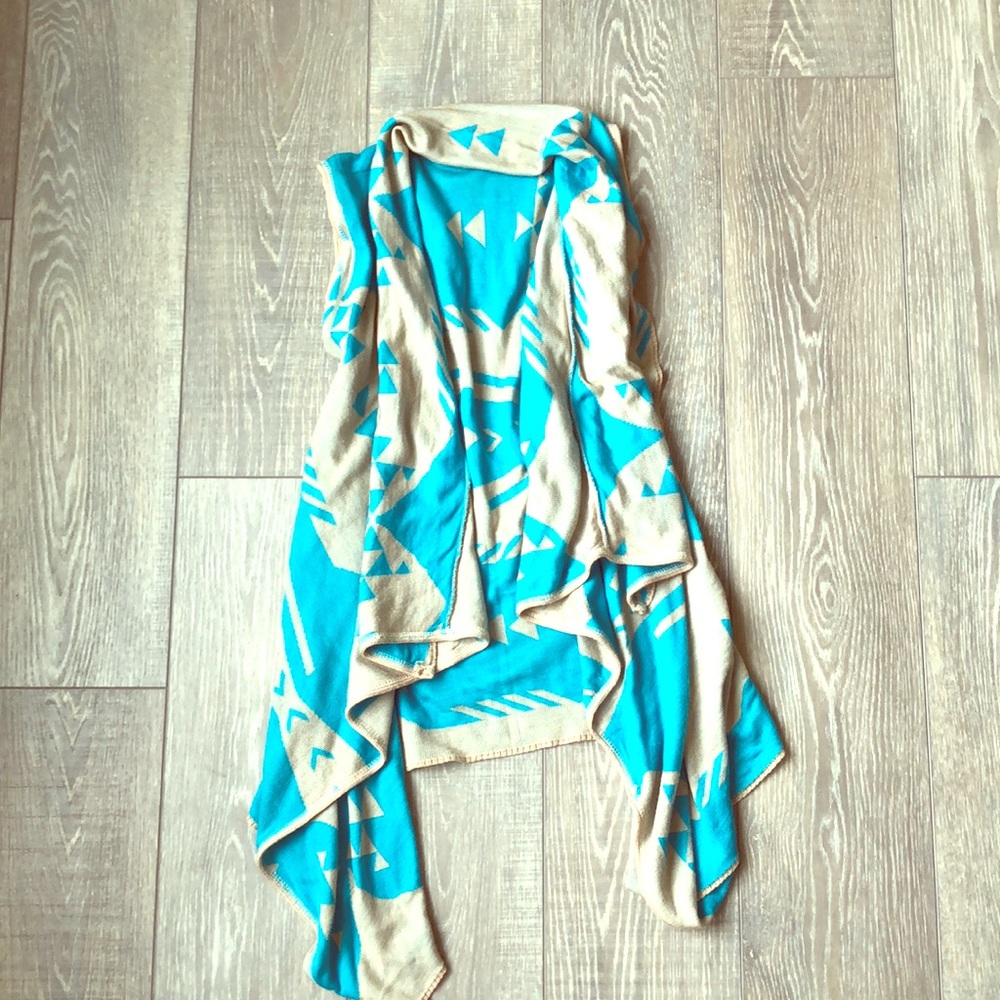 Blue/grey Aztec vest
